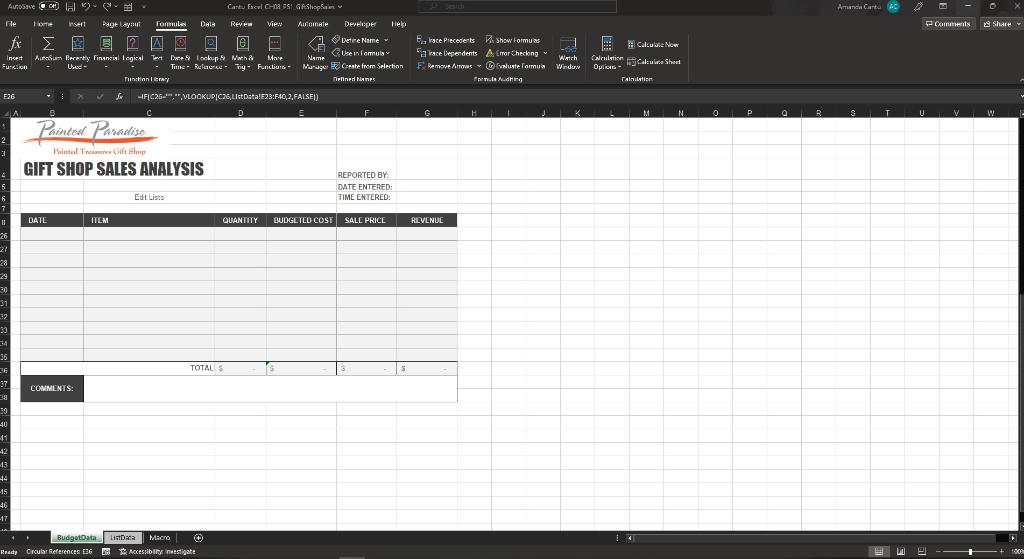 7. Add a data validation to cells C9:C35 that only allow values