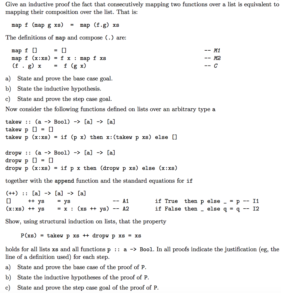  Give an inductive proof the fact that consecutively mapping two functions
