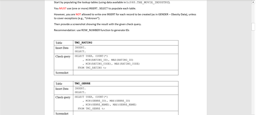 Inbestur: Start by populating the lookup tables (using data available in hc848.