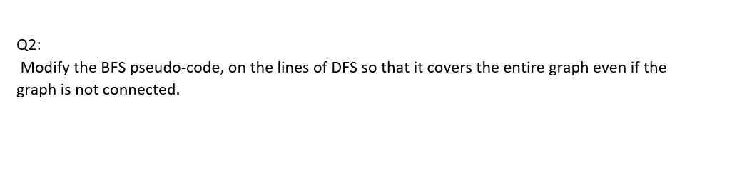 Paper Work Only (pseudocode) Q2: Modify the BFS pseudo-code, on the lines