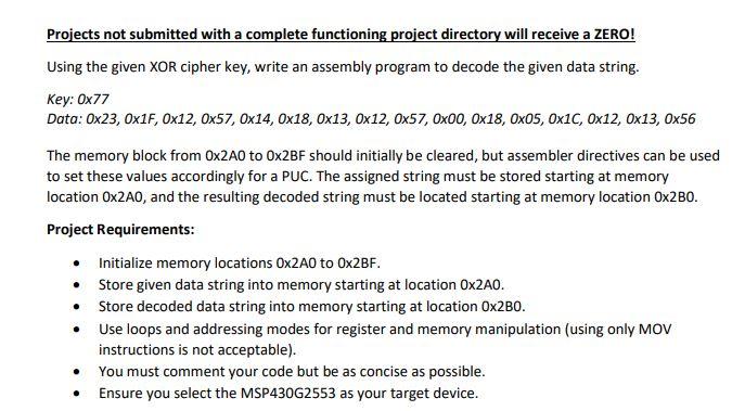undefined Projects not submitted with a complete functioning project directory will receive
