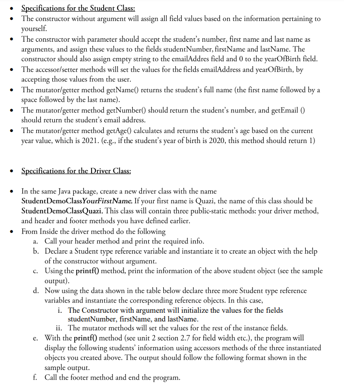 class diagram below. In your opened Java package, write/define two classes: The