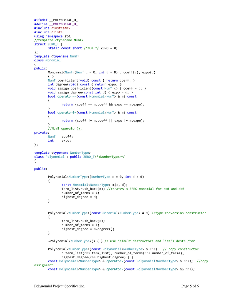of the input/output. For example to output x^2 + 3x +5 the
