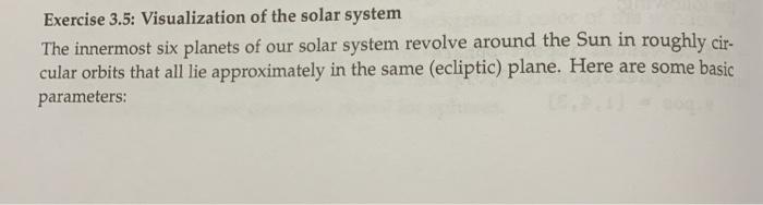  using python 3.9 please. Exercise 3.5: Visualization of the solar system
