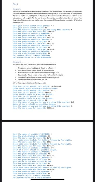  please help using python code Part II Eerercine 5 ba a