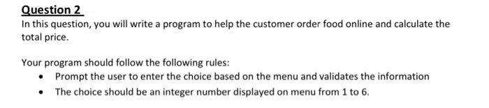WRITE A JAVA PROGRAM!!!! Question 2 In this question, you will write