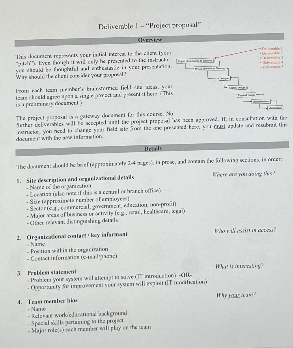  Deliverable 1- "Project proposal" Overview This document represents your initial interest