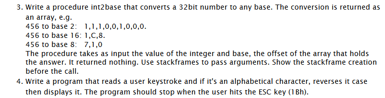  Write a procedure int2base that converts a 32bit number to any