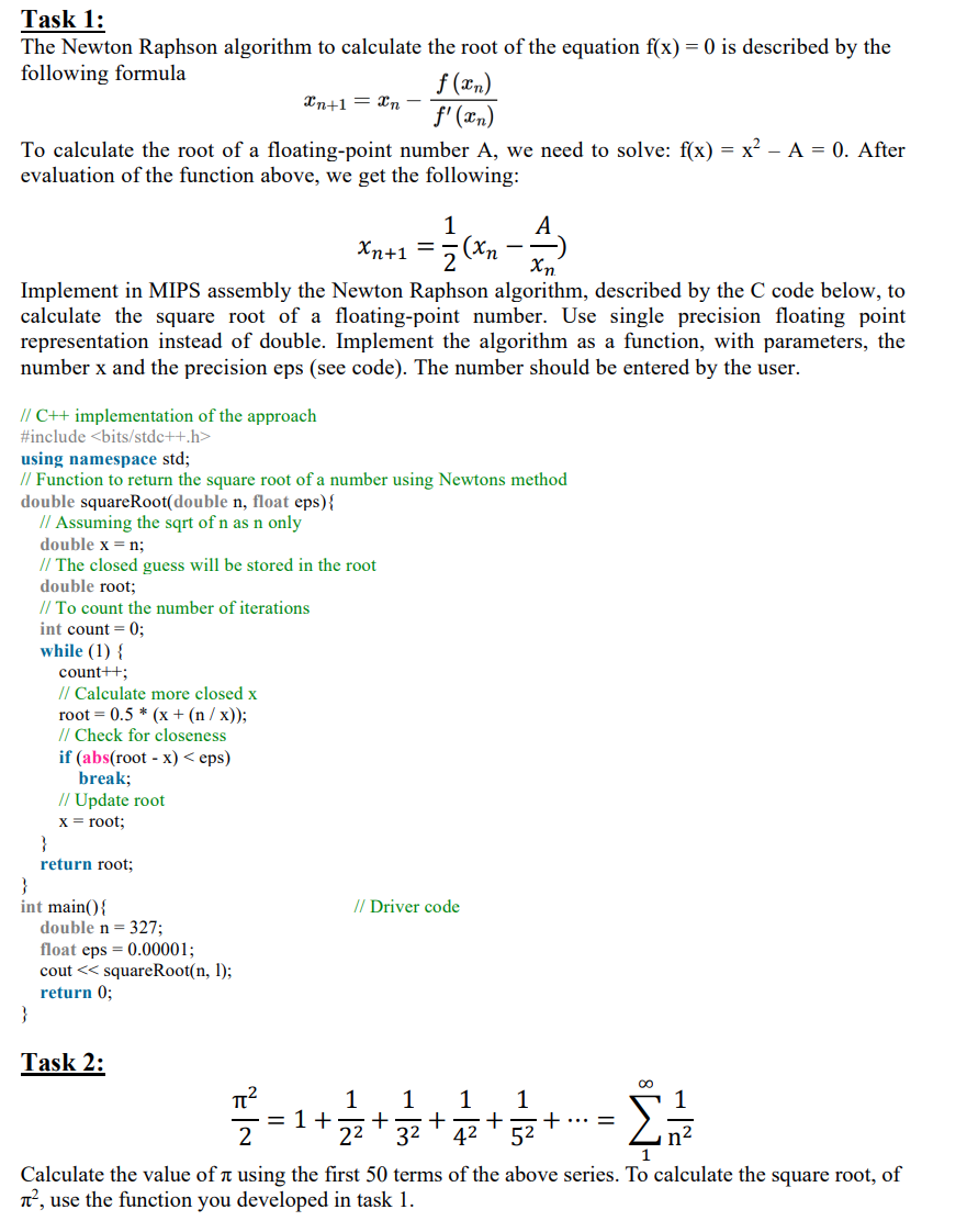  Task 2: 22=1+122+132+142+152+cdots=11n2 Calculate the value of using the first 50