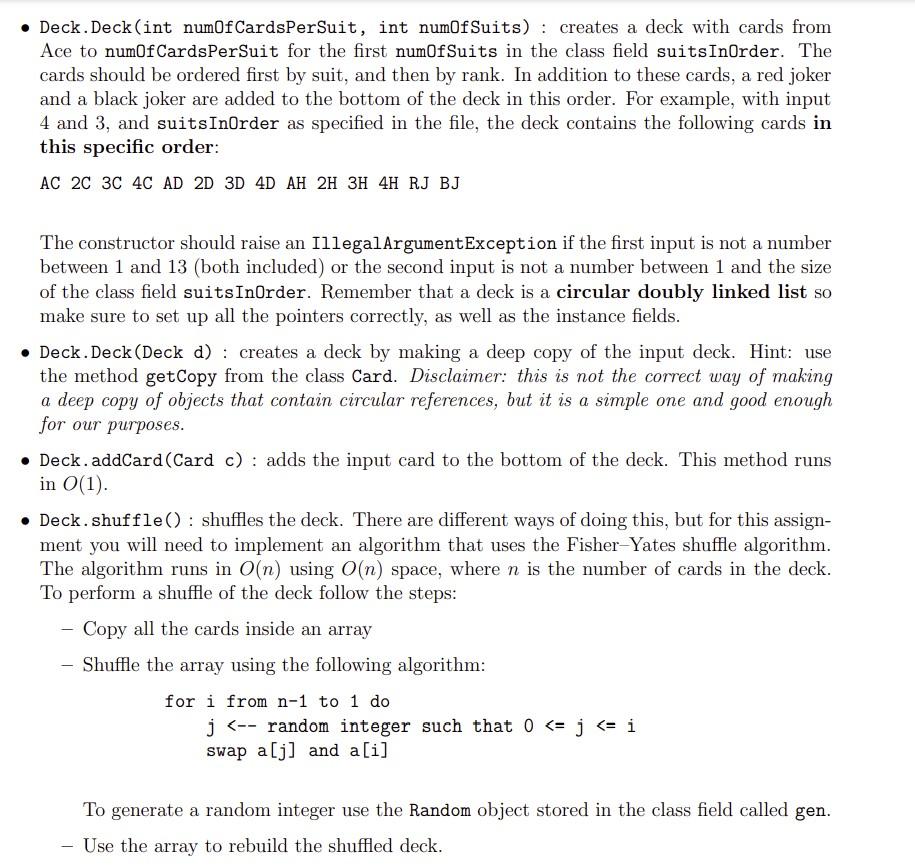 With the following Starter Code, fill in the methods with the instructions