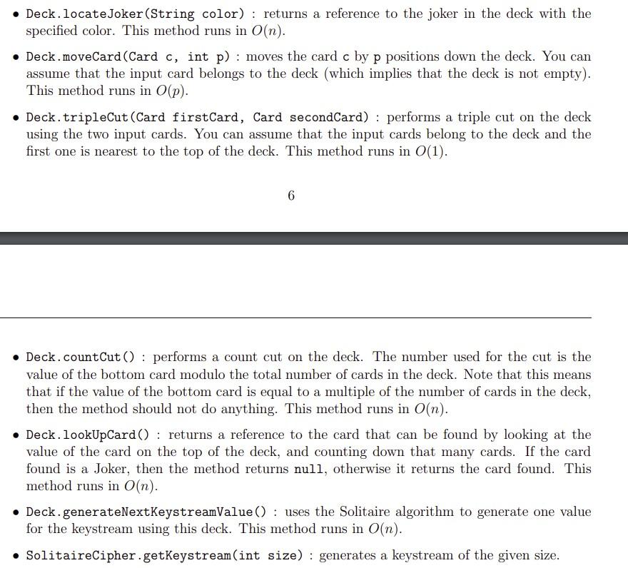 given. IN JAVA using a circular doubly linked list. package DeckOfCards; import