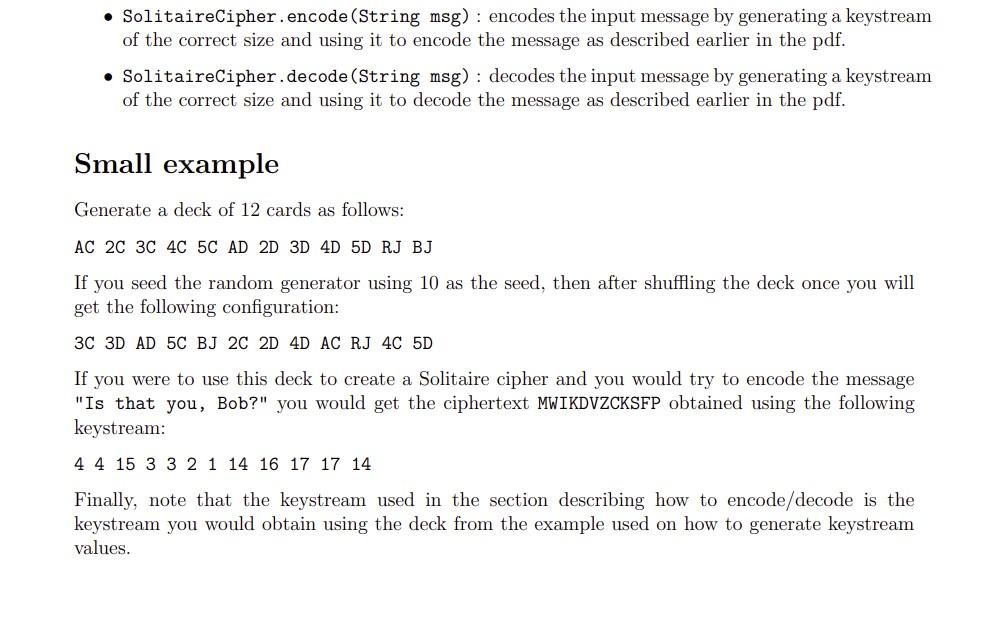 java.util.Random; public class Deck { public static String[] suitsInOrder = {"clubs", "diamonds",