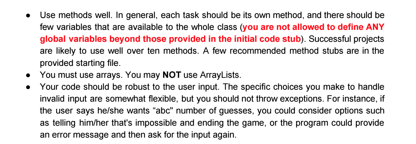 below. More methods can and should be added as necessary. Please help,