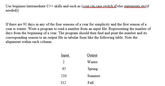 Use beginner/intermediate C+ needed)) skills and such as (out cin case
