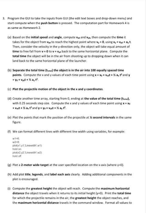 at an angle. The object flies in the air until the projectile