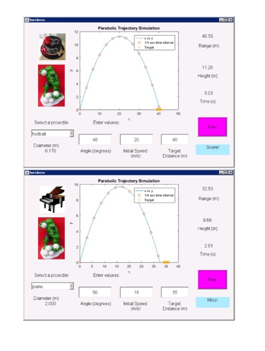 the speed of the lunch, the projectile's size, and the location of