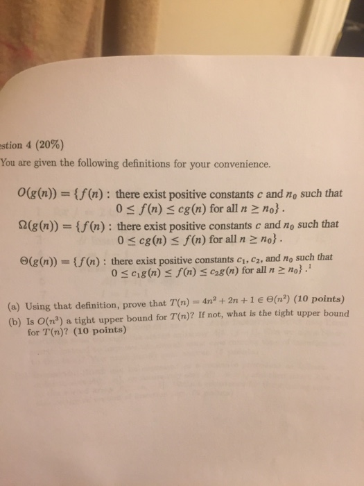 Java stion 4 (20%) You are given the following definitions for