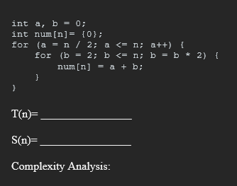  int a,b=0; int num [n]={0}; for (a=n/2;a