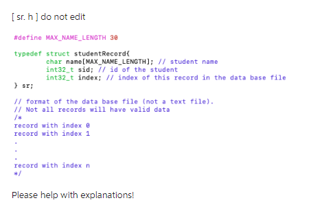 Complete the code in db.c as specified by the comments in the