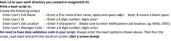  Now cd to your work directory you created in assignment #1.