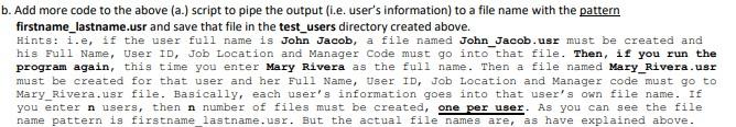 Write a bash script to: Create the following output Enter User's Full