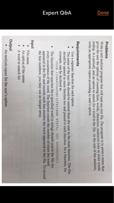  Problems Write a text analyzer program that will read any text