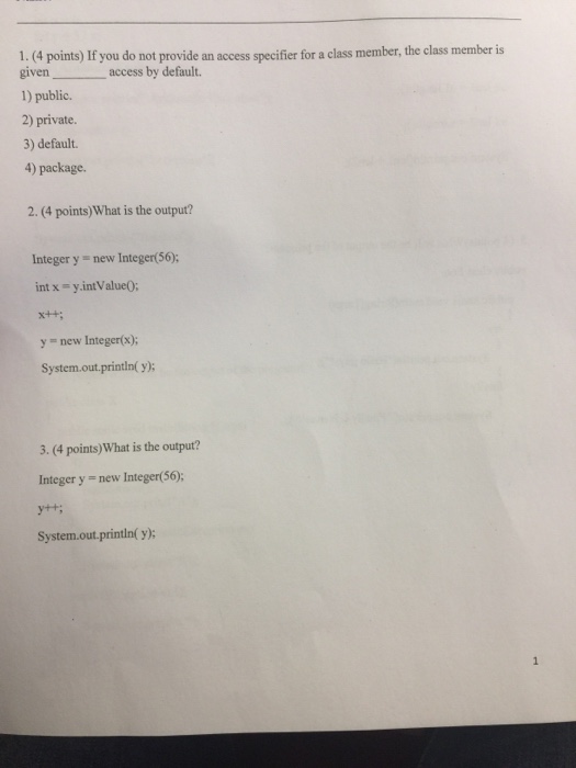  Please help with these Java questions If you do not provide