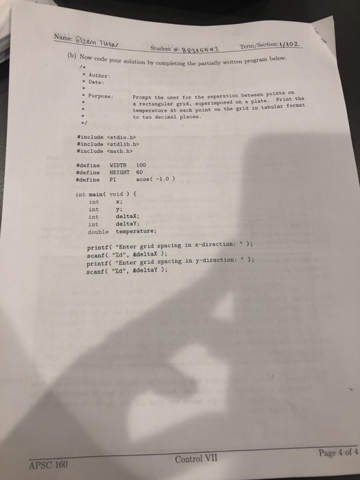 Glzem Tute Student w 3455 43 Term/Section: 41302 Further suppose that we