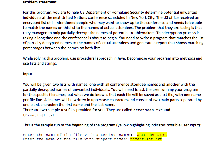  Problem statement For this program, you are to help US Department