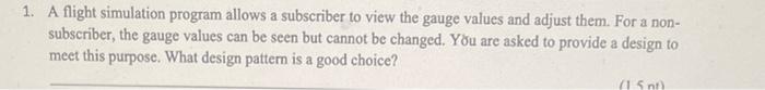 its composite design pattern 1. A flight simulation program allows a subscriber