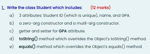 class Section which includes: (23 marks) a) 2 attributes: Section number and