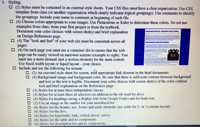 the textbook): (6) At a minimum, you must include header, nav (can