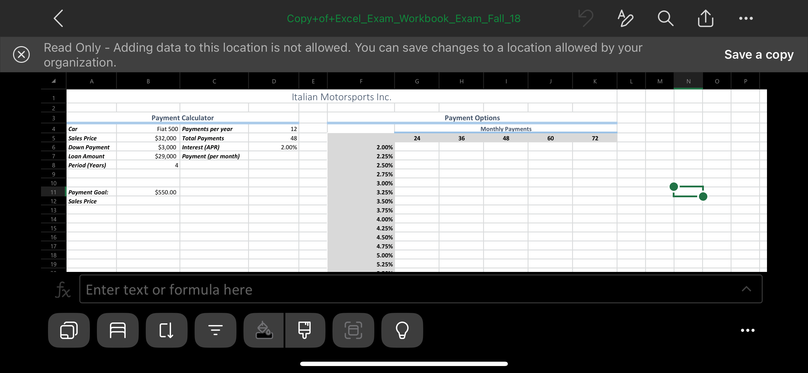  Payment Calculator sheet 1. In cell D7, use the function which