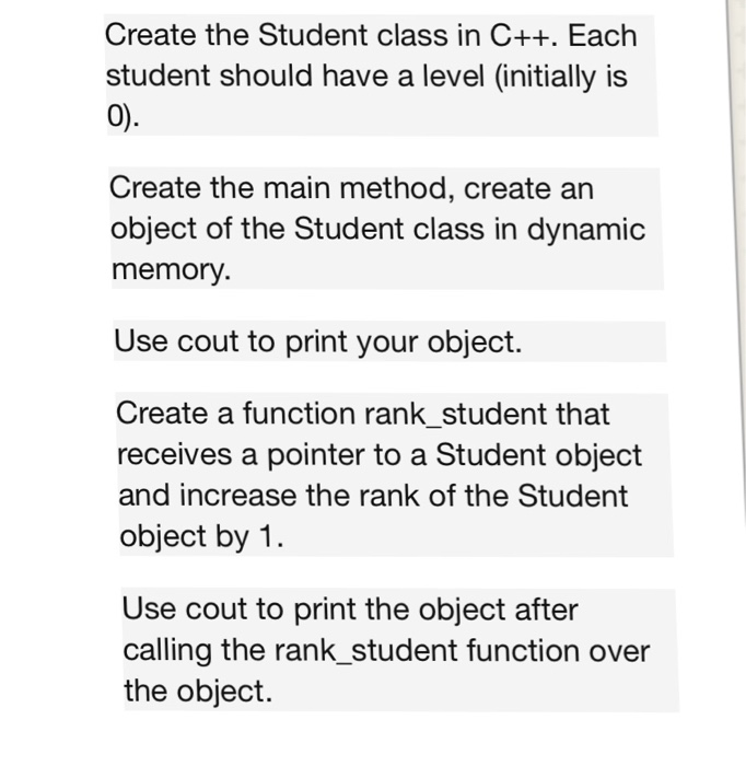  C++ , show all work please Create the Student class in