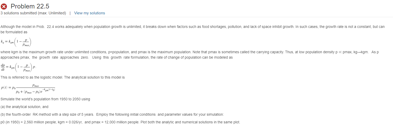 NNeed Matlab code. Do not solve by hand. Problem 22.5 3 solutions