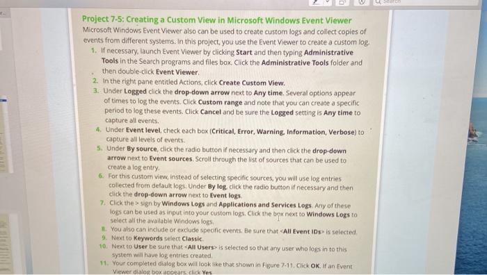  Project 7-5: Creating a Custom View in Microsoft Windows Event Viewer