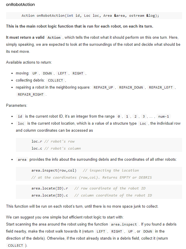 or robots int ROWS, COLS; // map dimensions /* Initialization procedure, called