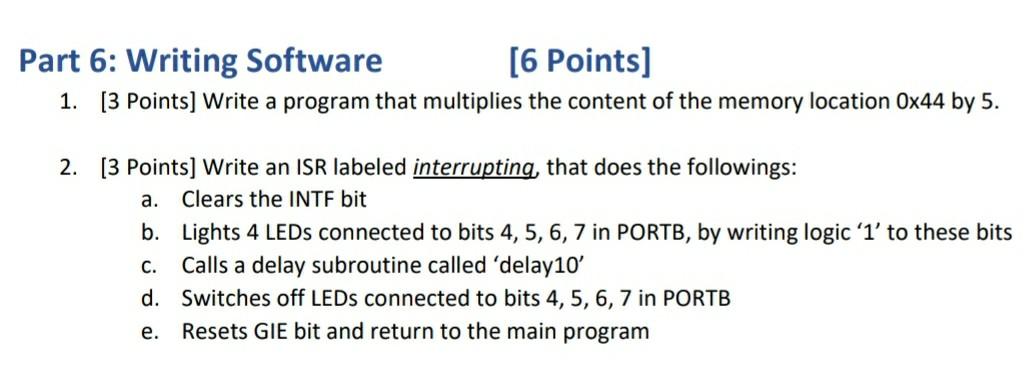  Part 6: Writing Software [6 Points] 1. [3 Points] Write a