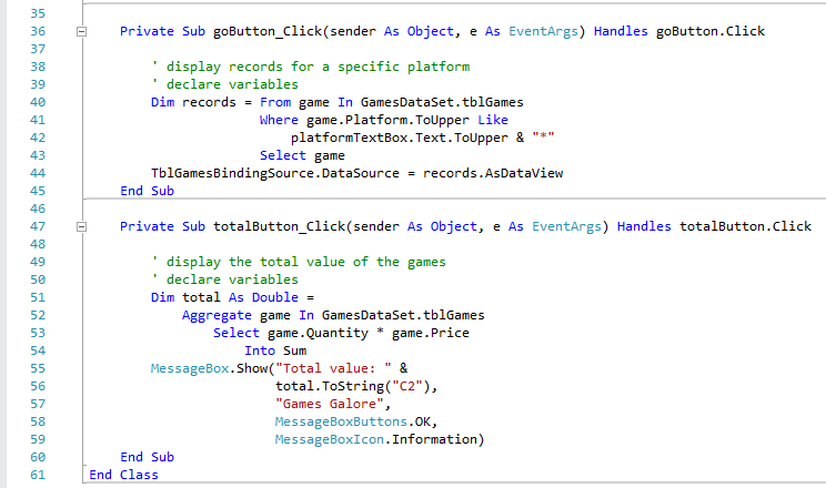 my coding program. This exercise comes out of the "Microsoft Visual Basic