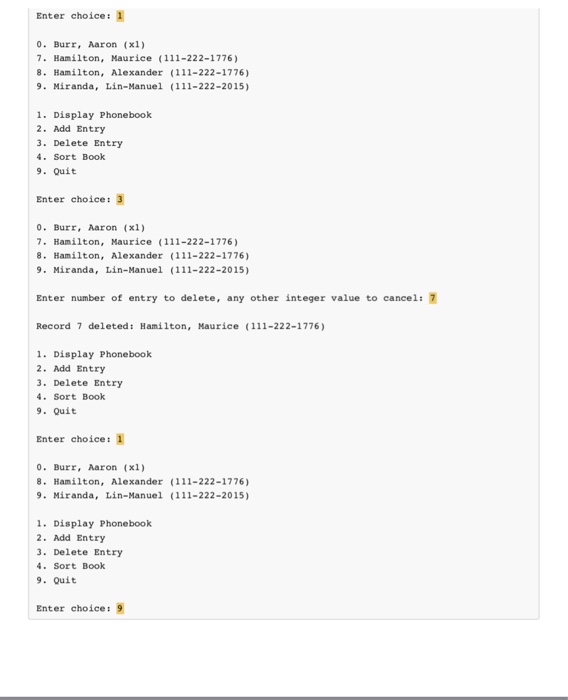 might look for a 5x3 phonebook: Column 0 Column 1 Column 2