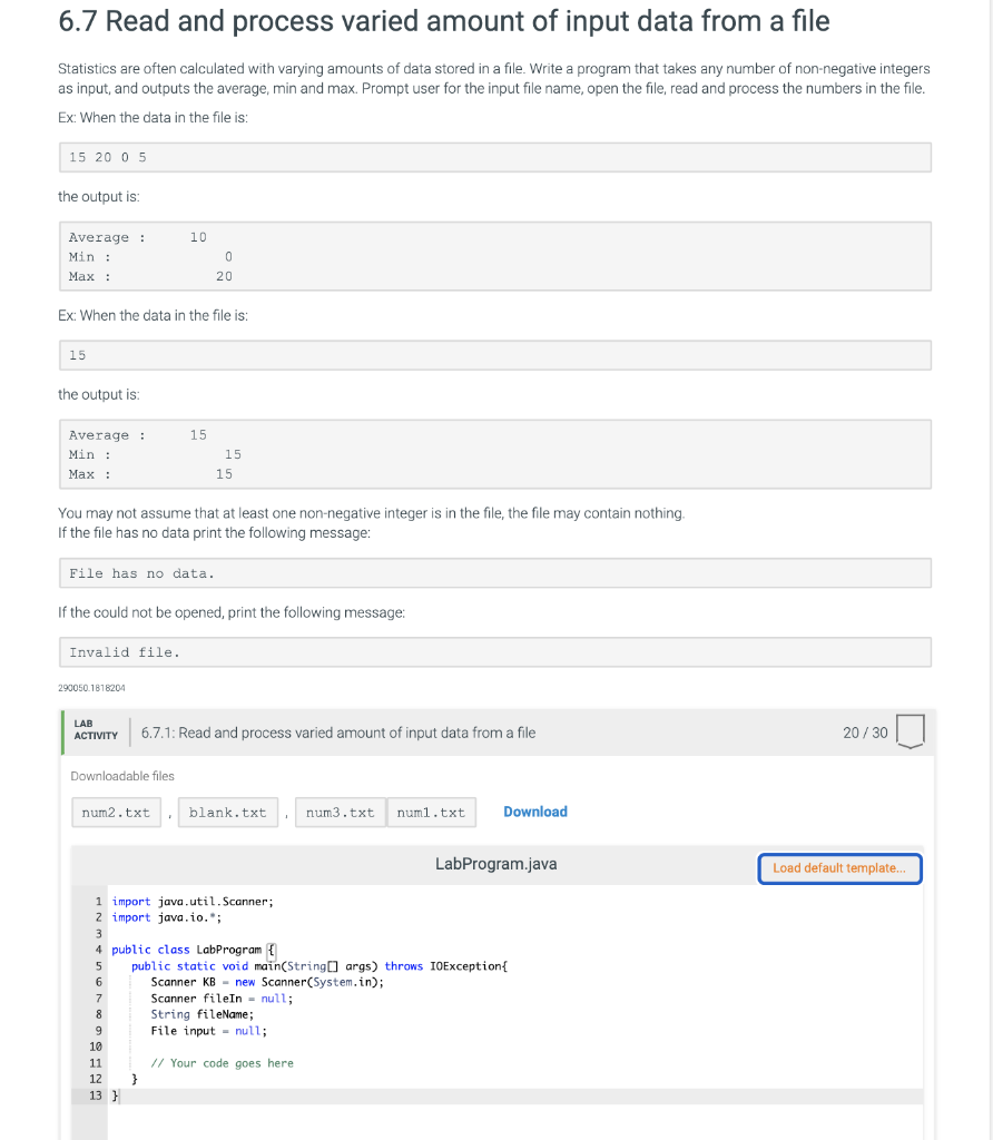 6.7 Read and process varied amount of input data from a