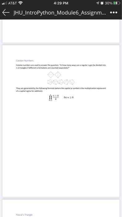 mathematical number sequences, namely Catalan numbers and the Pascal Triangle. Rather than