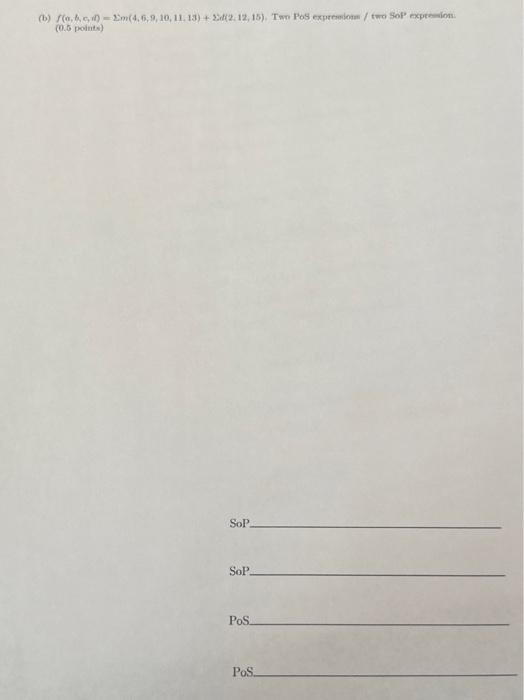 the function f(x,x,y,z)=Im(0,2,3,5,7,8,9,10,11)+d(4,15) 4. Bor eath of the followize fanctions, find the