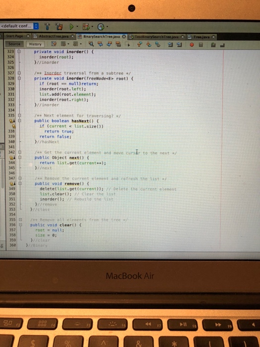 ef //left for you to inplenent in Lab 9 Returns the inorder