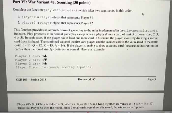  In Python Part VI: War Variant #2: Scouting (30 points) Complete