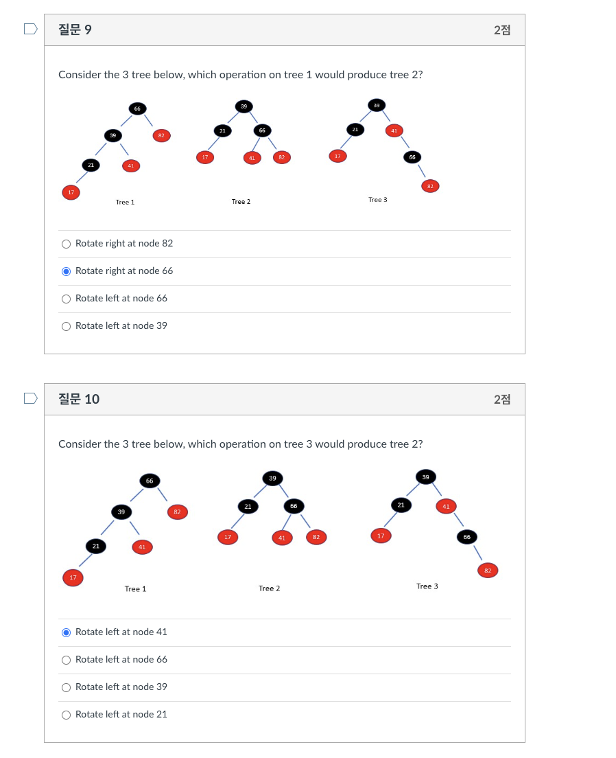  9 Consider the 3 tree below, which operation on tree 1