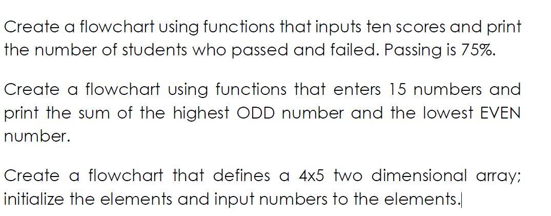  Create a flowchart using functions that inputs ten scores and print