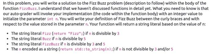 Write in C++ In this problem, you will write a solution to