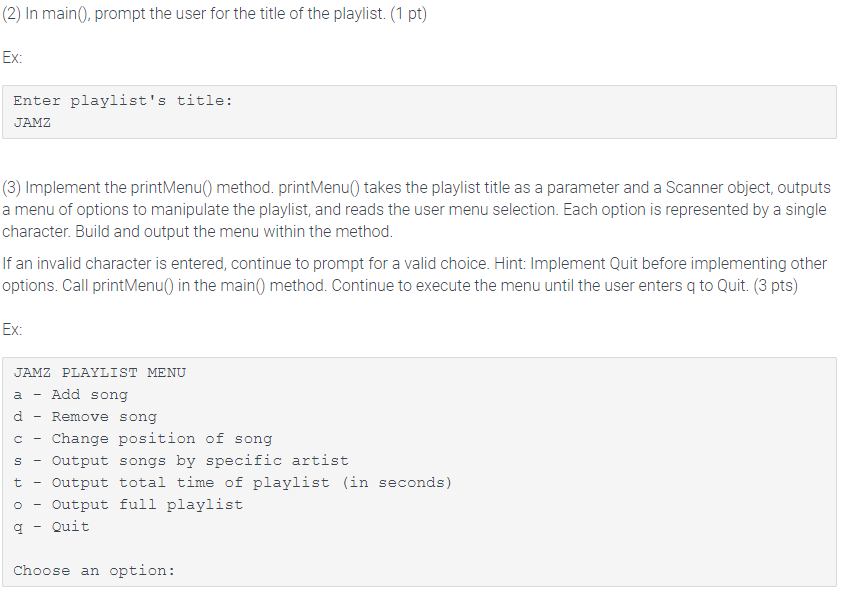 correct spacing and show output so it matches what the assignment is