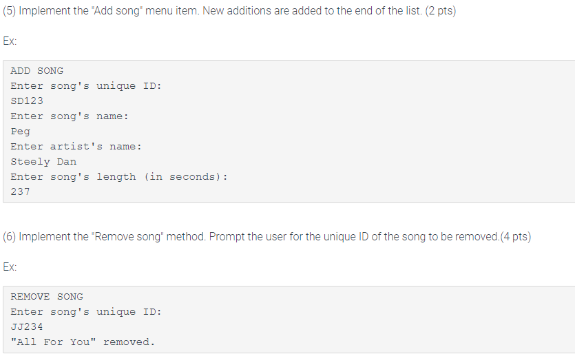 files to submit. . Song Entry.java -Class declaration Playlist.java - Contains main()